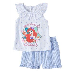 Baby Girls Ariel Mermaid at Heart Tank Top & Shorts Set Size 18 Months  NWT